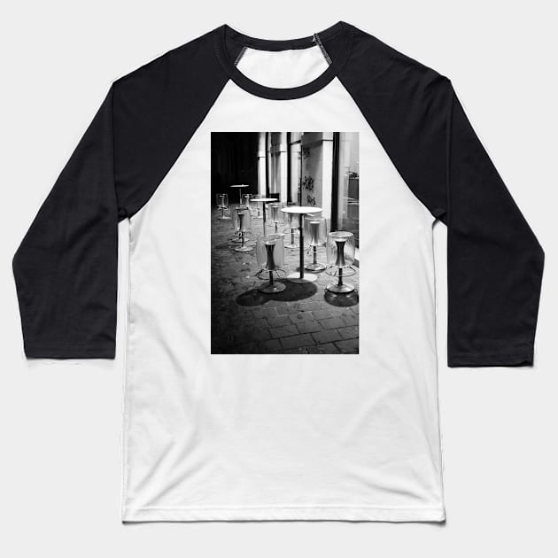 Pavia. Cafe at Night. Black and White. 2010 Baseball T-Shirt by IgorPozdnyakov